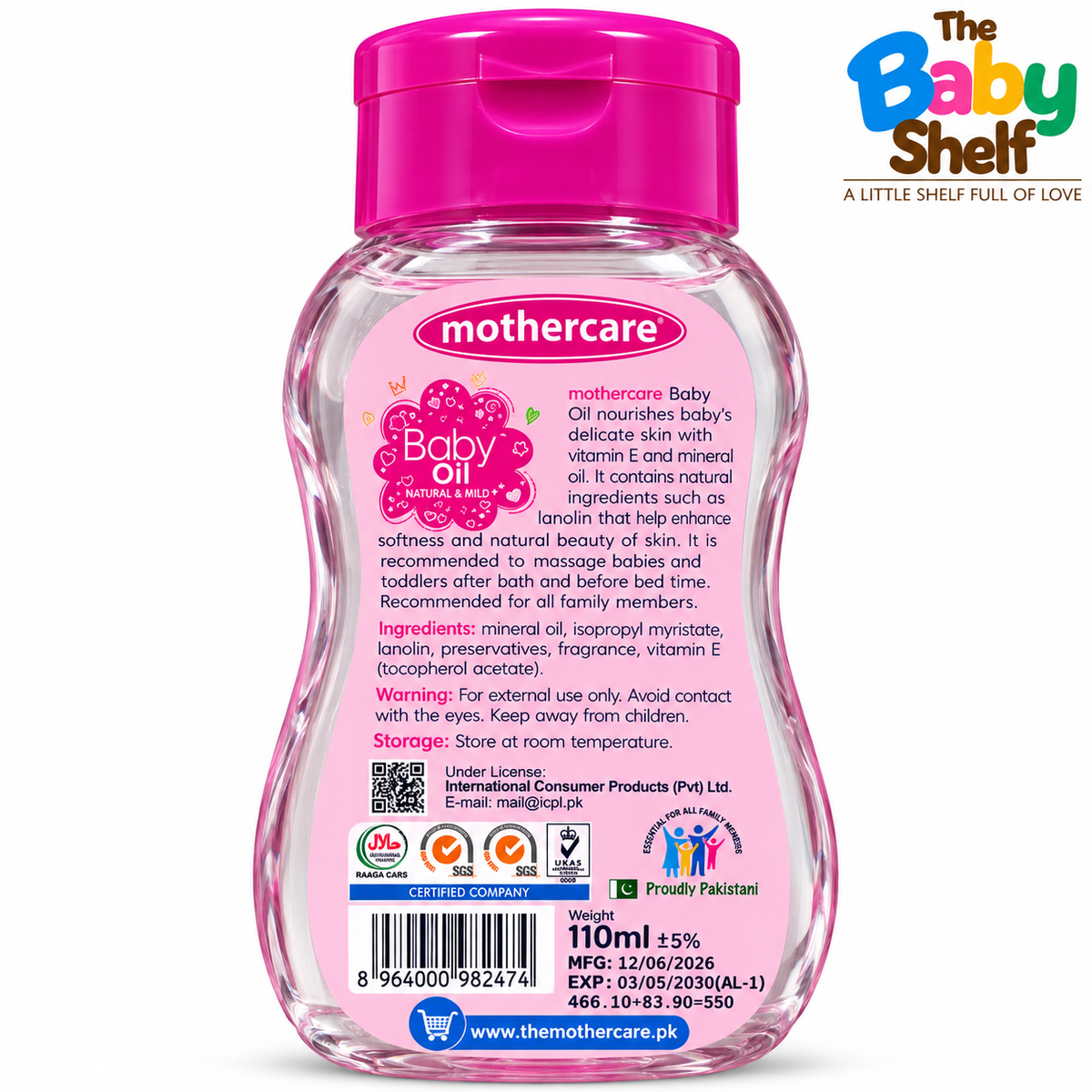 Mothercare Baby Oil Natural & Mild-110ml