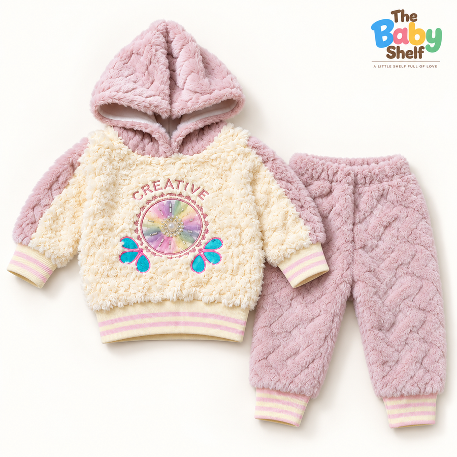 Creative Fluffy Hooded 2-Piece Outfit