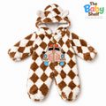 Cozy Car Baby Winter Hooded Romper – Brown & White