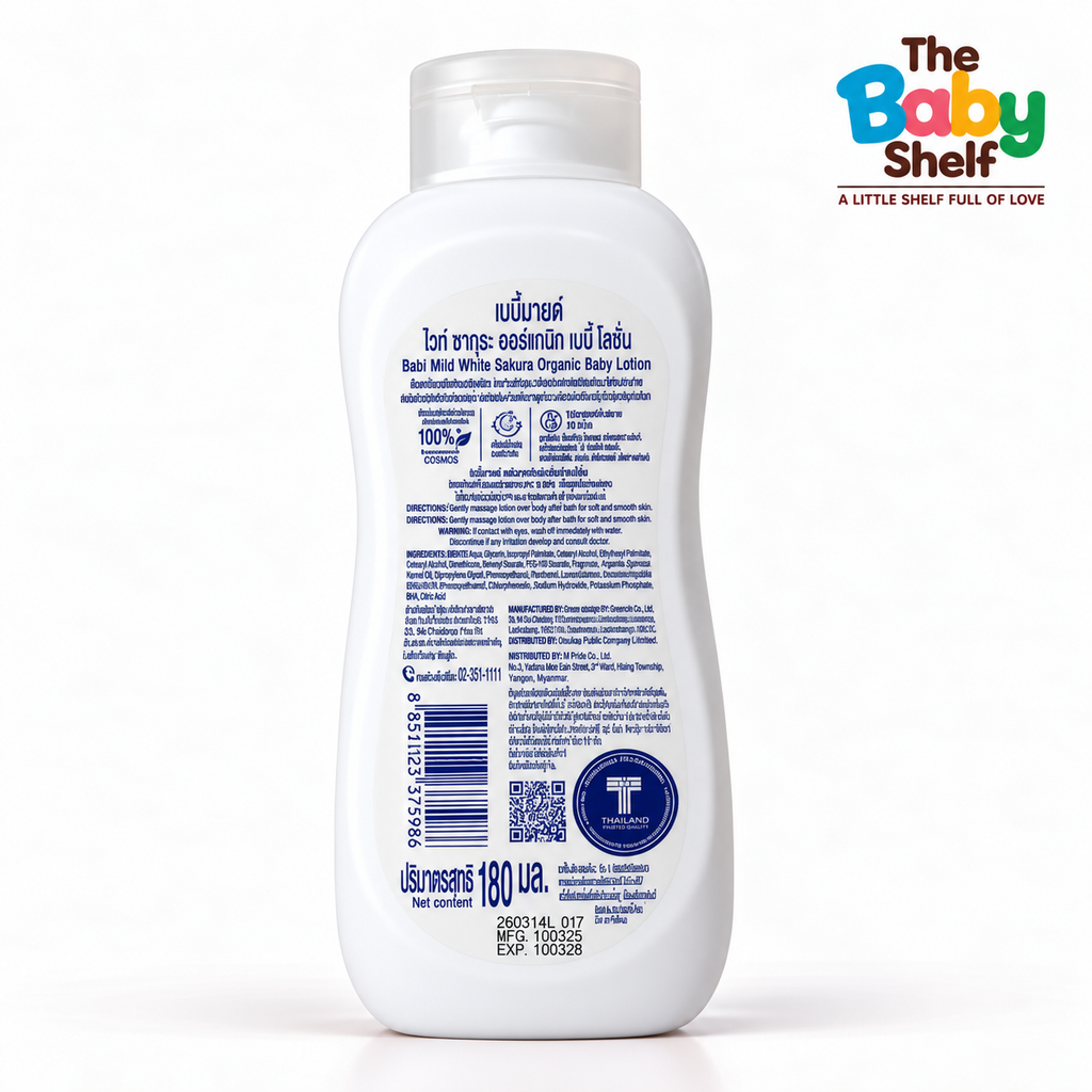 Babi Mild White Sakura Organic Baby Lotion 180ml